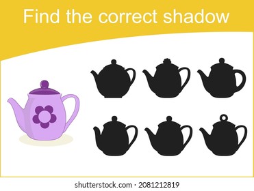 Find the correct shadow. Educational game for children. Learning multiplication, addition, subtraction equations worksheet for kids.  For logical thinking. Vector illustration  