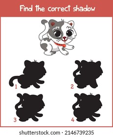 Find the correct shadow. Educational game for kids. Cartoon vector illustration.