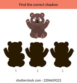 Find the correct shadow. Educational game for kids. Cartoon vector illustration.