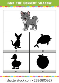 Find the correct shadow educational shadow match game worksheet for kids