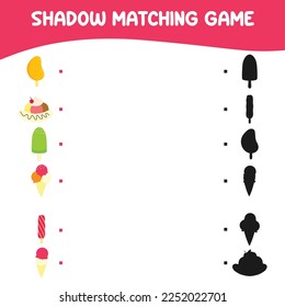 Find the correct shadow. Educational matching game for children. Kids educational game. Preschool worksheet activity. Vector file.