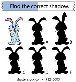 Find the correct shadow. Elephant. Educational game for children.