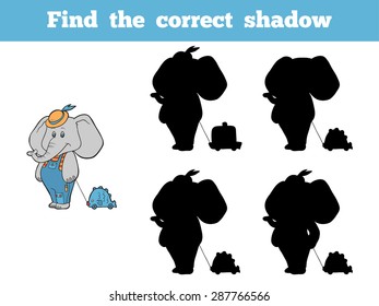 Find the correct shadow (elephant and toy)