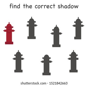Find the correct shadow. firefighter theme. children logical game