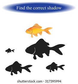 Find the correct shadow ( Fish ). Vector illustration. 