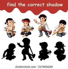 Find The Correct Shadow Of Folk Musician Characters