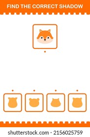 Find the correct shadow Fox face. Worksheet for kids