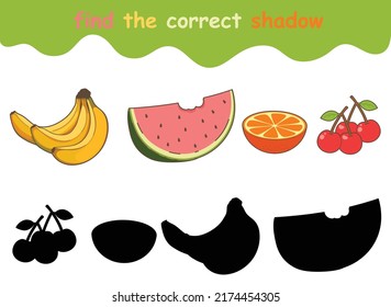 find the correct shadow of fruits