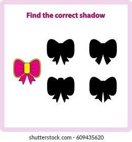 Find the correct shadow, game for children, kids - bow