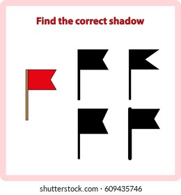 Find the correct shadow, game for children, kids - flags