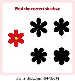 Find the correct shadow, game for children, kids - flowers, blossom