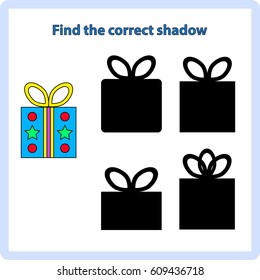 Find the correct shadow, game for children, kids - presents