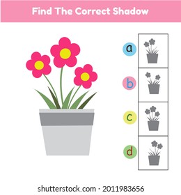 Find the correct shadow game flower. Game for Kids