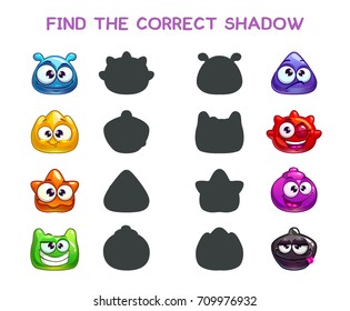 Find the correct shadow. Game template for children.