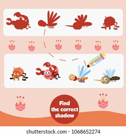 Find the correct shadow games for children series. Animal games for kid.