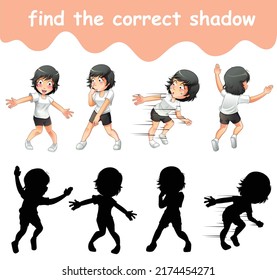 find the correct shadow of girl cartoon character