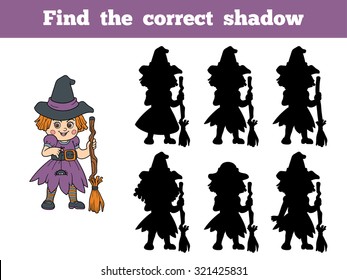 Find the correct shadow: Halloween characters (witch)