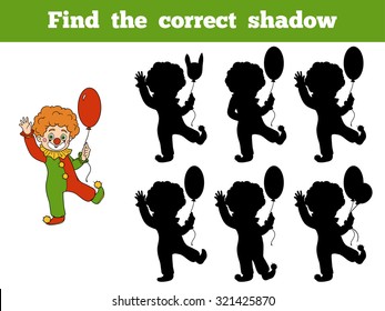 Find the correct shadow: Halloween characters (clown)