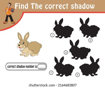 find the correct shadow kids activity book pages and worksheet.  education fun game for Chaldean. cute vector illustration for kids. matching activity for kids