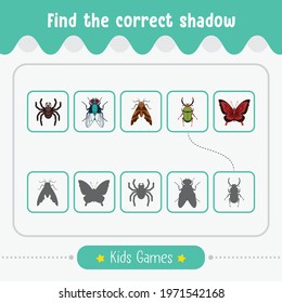 Find the correct shadow kids game for educational activity preschool children vector illustration