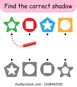 Encuentra la sombra correcta. Juego de niños. Juego educativo para niños. Ilustración del vector