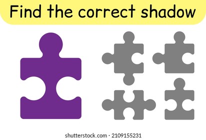 Find the correct shadow. Kids game. Educational matching game for children. Puzzle theme. Vector illustration