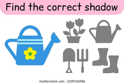 Encuentra la sombra correcta. Juego de niños. Juego educativo para niños. Tema del jardín. Ilustración del vector