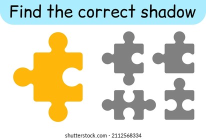 Find the correct shadow. Kids game. Educational matching game for children. Puzzle theme. Vector illustration