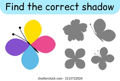 Encuentra la sombra correcta. Juego de niños. Juego educativo para niños. Ilustración del vector