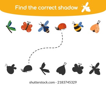 Buscar la ilustración del vector del juego secundario secundario de sombra correcta aislada en fondo blanco
