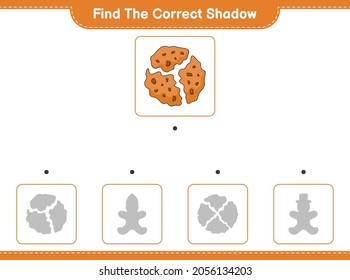 Find the correct shadow. Find and match the correct shadow of Cookie. Educational children game, printable worksheet, vector illustration