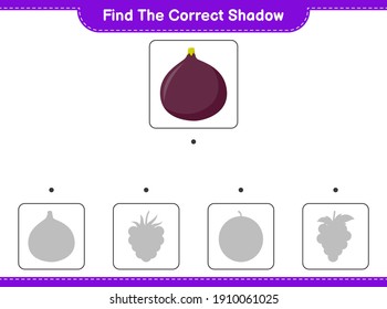 Find the correct shadow. Find and match the correct shadow of Fig. Educational children game, printable worksheet, vector illustration