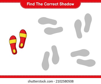 Find the correct shadow. Find and match the correct shadow of Flip Flop. Educational children game, printable worksheet, vector illustration