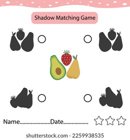 Find The Correct Shadow Find And Match The Correct Shadow Of Friut. Kids Educational Game. Printable Worksheet Illustration. Learning Game