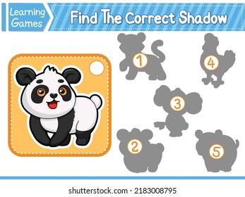 Find The Correct Shadow Find And Match The Correct Shadow Of Panda. Kids Educational Game. Printable Worksheet Vector Illustration. Children Learning Game
