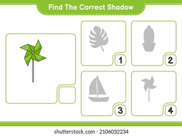 Encuentra la sombra correcta. Encuentra y coincide con la sombra correcta de las ruedas. Juego infantil educativo, hoja de cálculo imprimible, ilustración vectorial