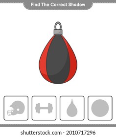 Find the correct shadow. Find and match the correct shadow of Punching Bag. Educational children game, printable worksheet, vector illustration