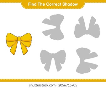 Encuentra la sombra correcta. Buscar y coincidir con la sombra correcta de la cinta de opciones. Juego infantil educativo, hoja de cálculo imprimible, ilustración vectorial