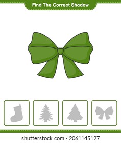 Find the correct shadow. Find and match the correct shadow of Ribbon. Educational children game, printable worksheet, vector illustration