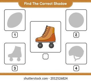 Find the correct shadow. Find and match the correct shadow of Roller Skate. Educational children game, printable worksheet, vector illustration