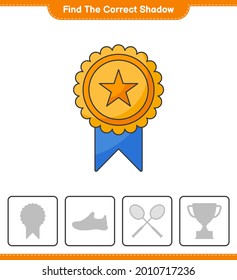 Find the correct shadow. Find and match the correct shadow of Trophy. Educational children game, printable worksheet, vector illustration