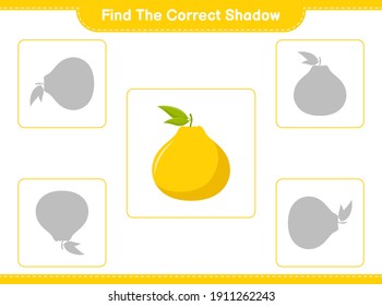 Find the correct shadow. Find and match the correct shadow of Ugli. Educational children game, printable worksheet, vector illustration