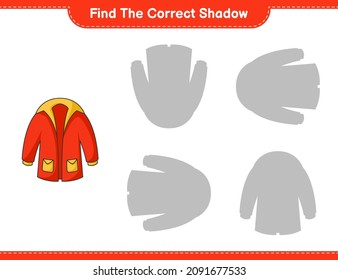 Find the correct shadow. Find and match the correct shadow of Warm Clothes. Educational children game, printable worksheet, vector illustration