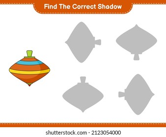 Find the correct shadow. Find and match the correct shadow of Whirligig Toy. Educational children game, printable worksheet, vector illustration