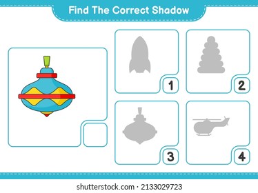 Find the correct shadow. Find and match the correct shadow of Whirligig Toy. Educational children game, printable worksheet, vector illustration