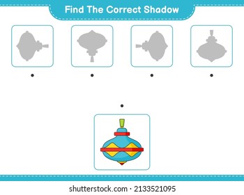 Find the correct shadow. Find and match the correct shadow of Whirligig Toy. Educational children game, printable worksheet, vector illustration
