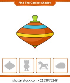 Find the correct shadow. Find and match the correct shadow of Whirligig Toy. Educational children game, printable worksheet, vector illustration