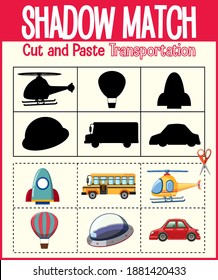 Find the correct shadow, shadow match worksheet for kindergarten student illustration