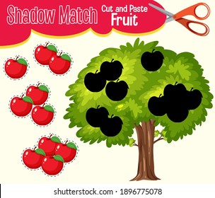 Find the correct shadow, shadow match worksheet for kindergarten student illustration
