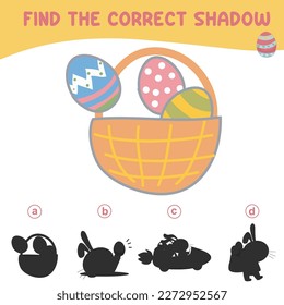 Find the correct shadow. Matching shadow game for children. Worksheet for kid. Educational printable worksheet. Vector illustration.